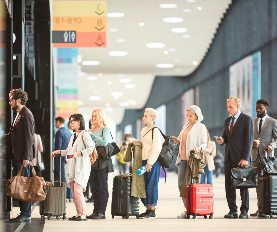 Photo of people queuing for customs